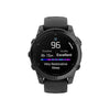 fēnix® E – 47 mm, AMOLED  Acier Gray avec bracelet en silicone noir - 010-03025-01