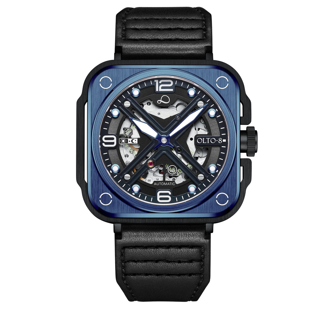 IRON-X Square Skeleton Automatic Watch Blue