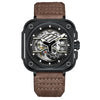 IRON-EX Square Skeleton Automatic Watch Brown