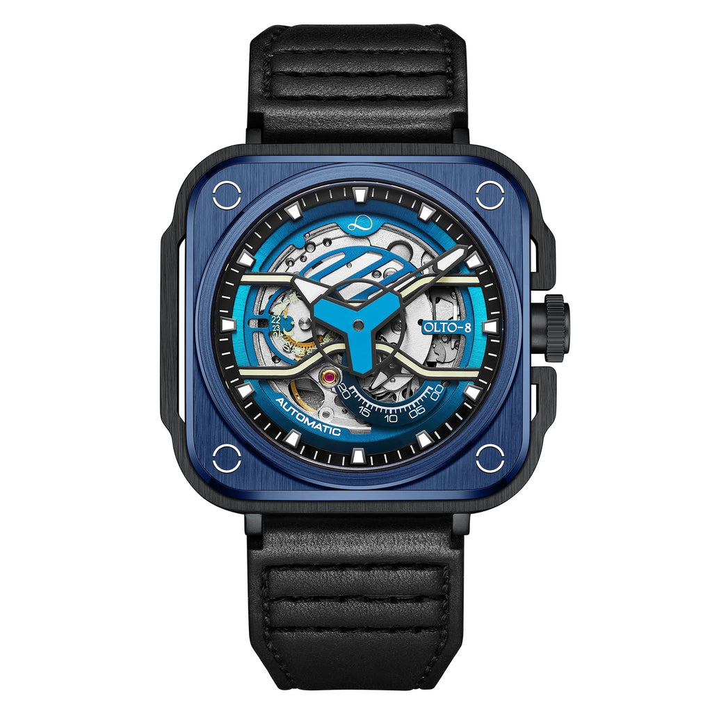 IRON-EX Square Skeleton Automatic Watch Blue