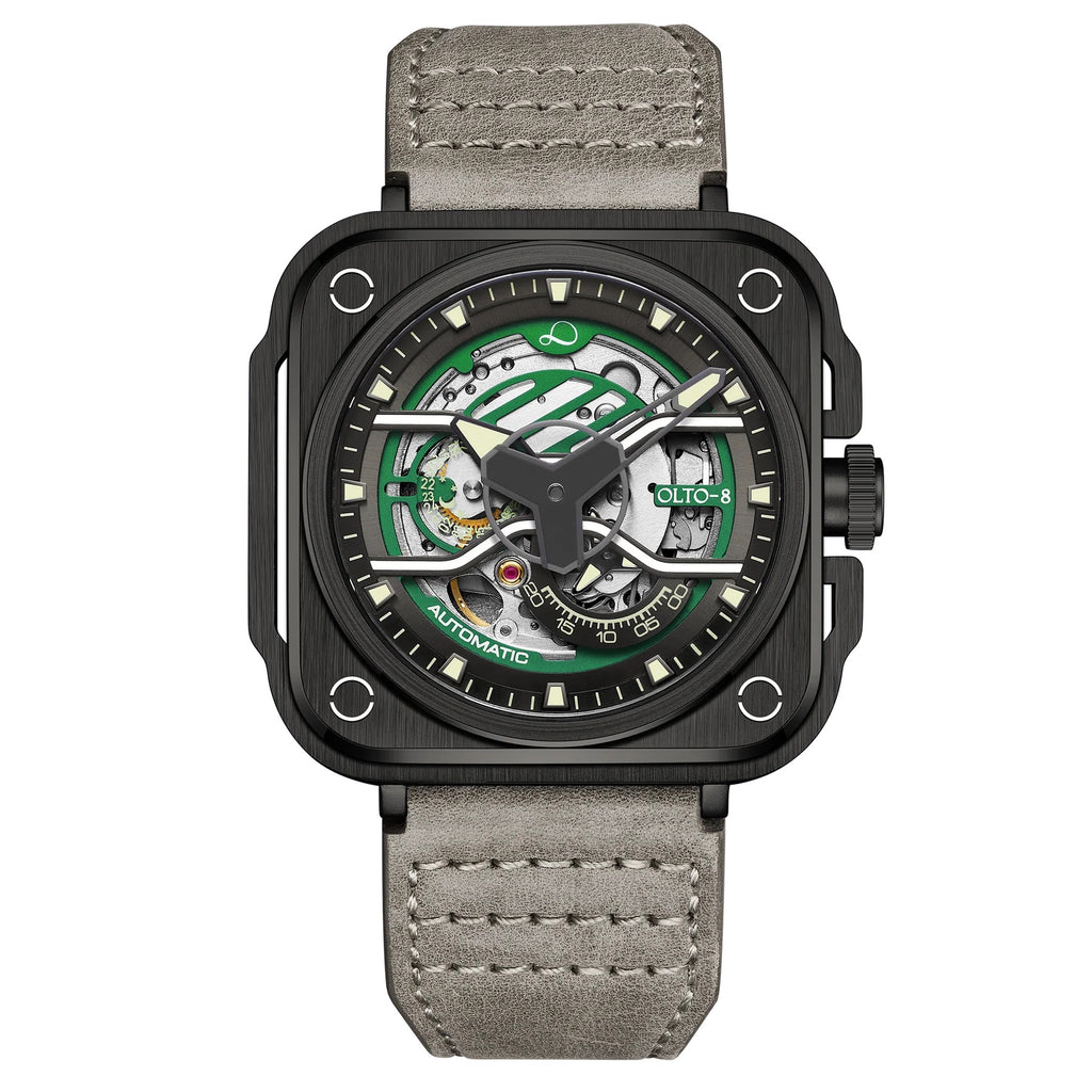 IRON-EX Square Skeleton Automatic Watch Green