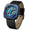 IRON-EX Square Skeleton Automatic Watch Blue