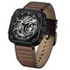 IRON-EX Square Skeleton Automatic Watch Brown