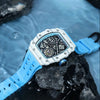 Elemental Series-Carbon Fiber Automatic Watch - TB8209CF-06-White Blue Carbon Fiber